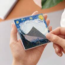 2 Packs 100 Sheets Van Gogh Starry Night Sticky Notes, Vintage Landscape Oil Painting Style Self-Adhesive Blank Memo Pads, Desktop Reminder Notes, Office School Home Stationery Supplies - 75 X 75 mm - View 4