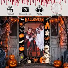 1pc Halloween Hollow Out Decorative Banner, Scary Halloween Decoration Photo Backdrop, Halloween Party Supplies, Suitable For Outdoor And Indoor Front Door Decoration, Multiple Styles - 1 - View 6