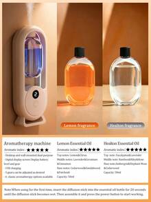1pc White Ultrasonic Aromatherapy Diffuser, Wall-Mounted & Desktop 2-In-1 Diffuser, With 7-Color LED Night Light, Digital Display Gear Adjustment, 5 Operating Modes Switchable, Lemon Series Fragrance, 8 Essential Oils To Choose From, USB Powered, Rechargeable, Suitable For Large Spaces At Home, Gentle And Versatile For Bedroom, Living Room, Office, Pet Room, Hotel, Bathroom, Car - White - View 20