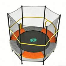 JUFIT Hexagonal Mini Fitness Trampoline Rebounder With Safety Enclosure Net And Adjustable Handlebar For Indoor Workout - Orange - View 9