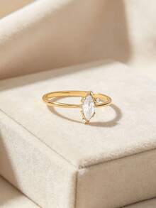 QIUCHU 1pc, S925 Sterling Silver, Original Personalized Grain Rice Ring, Fashion Daily Commute Finger Ring, Minimalist Tail Ring Index Finger Ring. Suitable For Women's Daily, Dating, Gathering Wear, Also An Excellent Holiday Gift. Silver Net Weight: 1.4g - Gold - View 3