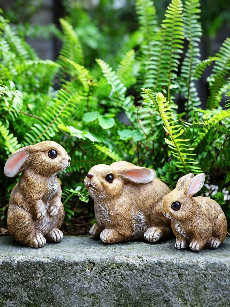 Bunny Decor Yard Decorations Outdoor Set Of 3, Bunny Decorations For Home Garden Outdoor Statues, Easter Rabbit Figurines Mom Gifts - 1pc - View 1