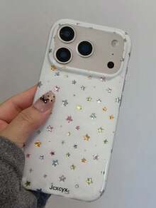 Cute Full Screen Shiny Colorful Star Phone Case, Compatible With IPhone 17 Pro Max 17 Pro 17 Pro 16 14 13 15 Pro Max 14 15 16 Plus 14 15 13 16 17, Creative Shiny Shockproof Protective Case - White - View 5