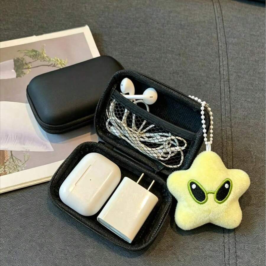 2Pcs Digital Accessories Eva Storage Box, Durable Data Cable Organizer, Portable Double-Layer Power Supply Hard Drive Protection Box, Dust-Proof Data Cable U-Disk Earphone Storage Bag, Coin Zipper Bag Wireless Earphone Bluetooth Earphone Earbud Charger Box Suitable For Business, Travel, School, College, Office Organizer - View 1