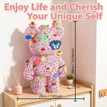 This 4897-Piece Building Block Assembly Of A Dopamine Butterfly Bear Is Adorable And Cute, Making It A Perfect Gift And An Excellent Choice For Couples And Parents. The Assembly Difficulty Is High. It Is A Perfect Gift For Christmas, Halloween, And The Back-To-School Season. - Multicolor - View 10