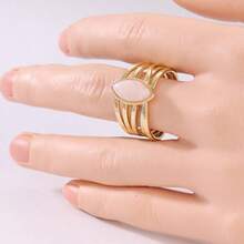 Wide Multi-Layer Hollow Eye-Shaped Women's Ring, Lazy Minimalist Style, Suitable For Daily Wear, Dating, Photography, Eye-Catching Finger Ring - Gold - View 6