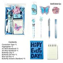 Cute Butterfly Stationery Set, Multi-Functional Stationery Gift Set Including Notebook, Stickers, 10-Color Gel Pens, Back To School, Graduation Gift, Academic Incentive Cute School Supplies - Suit - View 15