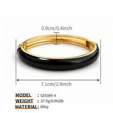 ORNAPEADIA 1pc Women's Gold-Plated Black Enamel Open Bangle Bracelet, Summer Beach Versatile Accessory, Suitable For Daily Wear/Gift - SZ60895-4 - View 6