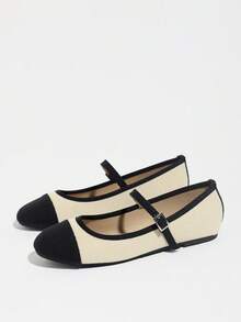 French Vintage Mary Jane Ballet Shoes, Spring/Summer New Style, Low Vamp Flat Shoes With Strap, Square Toe, Comfortable Versatile Commuter Shoes For Women - Apricot - View 22