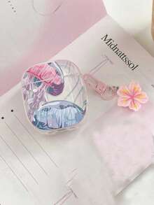 Shockproof Soft Shell Flower Sea Turtle Painted Transparent Additional Bracelet Fashion Bluetooth Earphone Case With Cute Pink Cherry Blossom Keychain For Airpods 4 3 1/2 Pro3 Pro/Pro2 - Multicolor - View 10