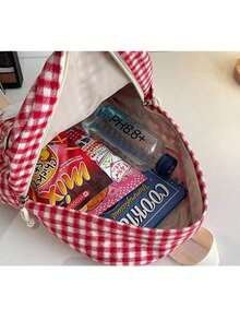 1pc Sanrio Hello Kitty Plaid Cute Backpack, With Cute Embroidered Letters And Star Pendant, Student School Bag, Suitable For Daily Commute, Perfect Back To School Gift For Girls - Multicolor - View 5