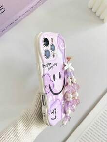 Creamy Purple Smiling Face Painted Phone Case Compatible With IPhone 14, 14 Pro, 14 Pro Max, 13, 13 Pro, 13 Pro Max, 11, 11 Pro Max, 12, 12 Pro, 12 Pro Max, XR, 7, 8, GES2, XS, 15, 15 Pro, 15 Pro Max, 16, 16 Pro, 16 Pro Max, Cartoon, Anti-Drop, Premium - Multicolor - View 6