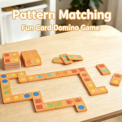 Jogo de Tabuleiro de Dominó de Madeira Retangular com Impressão de Desenho Animado em Três Cores Estilo Macaron Infantil, Impressão Dupla Face com Design de Correspondência Cabeça-Cauda, Gráfico de Cognição, Treinamento de Pensamento Lógico e Concentração, Jogo de Correspondência de Padrões Divertido, Jogo de Mesa para Pais e Filhos em Casa, Brinquedo Educativo para Jardim de Infância, Presente de Aniversário e Dia das Crianças