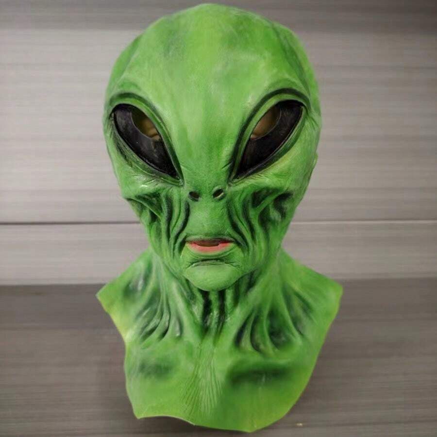 1件裝萬聖節惡作劇外星人乳膠面具,全臉頭戴式,逼真可愛外星人設計,適合萬聖節裝扮 - 裝扮 - 查看 1