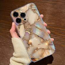 1 pieza Funda de teléfono minimalista con patrón de mármol de concha, alta transparencia, anti-caídas, anti-rayones, anti-huellas, carcasa blanda de TPU transparente, protección de lente de cámara, compatible con Apple, Nothing, Pixel, cubierta protectora - Multicolor - Ver 3
