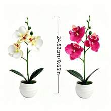 4pcs/Set - High Quality Artificial Mixed Color Phalaenopsis Orchids (With Pot), Beautiful Orchid Flowers, Lovely Room Decor, Home Indoor/Outdoor Decoration, Garden Decoration, Holiday Shopping, Luxurious Artificial Flower Gift, Valentine's Day/Graduation/Mother's Day/Anniversary/Housewarming, No Maintenance, Holiday Decorative Flowers - Multicolor - View 7