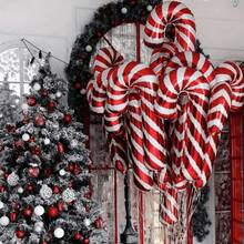 Large 32 Inch Red & White Striped Candy Cane Foil Balloon, Christmas Party Birthday Wedding Celebration Decoration Photo Prop Balloon - Multicolor - View 4