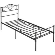 Bed 90 X 200 Cm Steel With Slatted Frame, Head And Footboard, 31 Cm High Black - Black - View 1