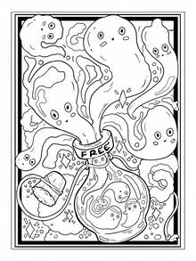 1pc (Cute Witch Series) Coco Spiral Notebook, Suitable For Adults And Teens, Cartoon Comfortable Cute Thick Line Minimalist Pattern Wyo Coloring Book Watercolor Sketchbook, Children's Toy, Slow Pace Stress Relief Time-Killing, Holiday Gift - Cute Witchy Accessories - View 4