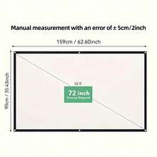 Projector Screen 60 Inch, 84 Inch, 72 Inch, 100 Inch, 120 Inch, 150 Inch, Portable Foldable Projection Screen 16:9 4K 3D Indoor/Outdoor Movie Screen, Suitable For Home Theater, Camping And Entertainment Activities - Milk Silk Style - View 13
