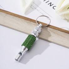 Rhinestone Studded 2-Section Aluminum Alloy Whistle, Outdoor Survival Training Whistle Keychain, Portable - Multicolor - View 16