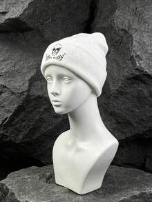 Skeleton Bone Hand Embroidered Cuffed Knit Beanie, Gothic Street Style Warm Winter Hat, Unisex - Multicolor - View 5