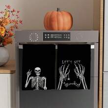 2/4/48pcs Halloween Series Funny Skeleton Bone Pattern Printed Kitchen Towels - Super Soft, Highly Absorbent Polyester Dishcloths And Hand Towels, Perfect For Holiday Decor, Kitchen Decor, Party Decor. - Multicolor - View 10