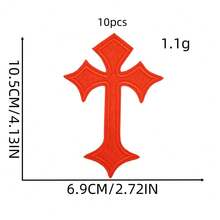 Cross Pattern Iron-On Embroidery Patch - Fun Design - Easy To Sew Or Iron, Durable Fabric Badge, Suitable For Personalized Jackets, Bags, DIY Crafts And More - Ironing Style - View 13