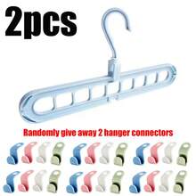 9-Hole Hanger Set With Hanger Connectors | Non-Slip Space-Saving Closet Organizer, Suitable For Shirts, Pants, Etc., Multi-Functional Storage Rack, Suitable For Home Or Dorm Use, Clothing Organization, Plastic Material - Multicolor - View 19