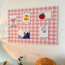 1 Set Pink + Blue Plaid Felt Board, Minimalist Multi-Purpose Felt Memo Board, Photo Wall With Push Pins Included, Back To School - Set - View 3