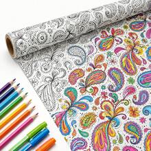 2 Rolls, 5m Each, Black & White Coloring Wrapping Paper Set, Floral Doodle & Paisley Print, Easy-Cut Rectangular Gift Wrapping Paper, Suitable For DIY Coloring, Birthday, Party, Wedding, Craft & All-Season Gift Wrapping - Graffiti Flower - View 3