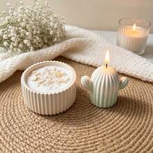Pcs DIY Clay Mold 2pcs Set Vertical Stripe Cactus Candle Holder Round Jar Silicone Mold Set, Resin Silicone, Home Decor, Handicrafts, Plaster Cement Mold, Reusable, Easy To Demold, Holiday, Birthday Gift. Casting Silicone Mold. - Silicone Mold - View 6