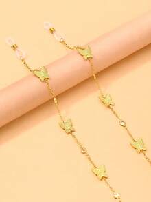 1pc Fashion Party Rhinestone Butterfly Glasses Chain Women's Eyewear Accessory - Gold - View 3