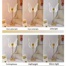 Lámpara de escritorio LED USB de mariposa dorada de alta gama, luz nocturna decorativa de atmósfera romántica, alimentada por USB, control remoto con 3 colores regulables (blanco frío/blanco cálido/blanco neutro), adecuada para dormitorio, sala de estar, oficina, mesa de comedor, regalo perfecto para Navidad, Día de San Valentín, Pascua, Halloween - Multicolor - Ver 6