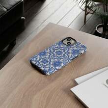 Azulejo Tile Phone Case | White Portuguese Azulejo Tile Pattern Effect Cover Design |   Pixel - 白色 - 查看 7