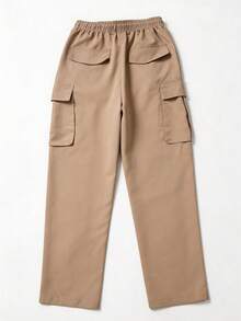 Men's Long Pants Outdoor Travel Hiking Fitness Versatile Multi-Pocket Drawstring Cargo Pants - Khaki - View 2