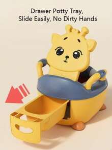1pc Cute Giraffe Baby Potty Training Seat With Armrests And Backrest, Portable Toddler Toilet Chair With Removable Potty And Cleaning Brush, Unisex - Multicolor - View 2