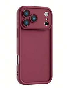 Grooved Solid Burgundy Material Thick Perforated Minimalist Anti-Drop Thick Phone Protective Case Printed Suitable For Ip 17 Ip 17 Pro Ip 17 Promax Ip 16 Ip 16pro Iphone15 XR /7/8 Iphone15Promax/12PROMAX/13PROMAX/14PROMAX 13 14 11 12p14 Women P11 Soft Shell P12 Anti-Drop XS.XR /78P.78GES2 Phone Case Protective Cover - Burgundy - View 2