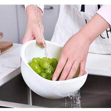 1pc Multifunctional Plastic Rice Washing Bowl, Can Be Used As Rice Washing Bowl, Vegetable Basket, Fruit Drainer - Suitable For Healthy Meal Prep And Efficient Kitchen Use, Practical Kitchen Tool - Multicolor - View 15
