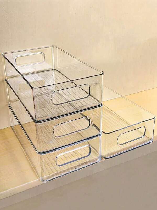 1pc/3pcs/6pcs Transparent Stackable Stationery Storage Box, Large Capacity Desktop Organizer, Multi-Functional Storage Box, Suitable For Storing Hair Accessories, Pens, Cosmetics, Stationery, Jewelry, Sticky Notes, Makeup Brushes, Documents And Other Miscellaneous Items. Suitable For Home, School, Bathroom, Office.