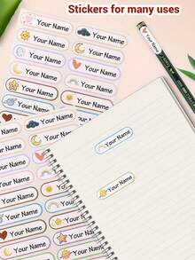 Sello de nombre personalizado para ropa, sello de ropa impermeable personalizado, sello de firma con patrón de dibujos animados, sello personalizable para niños, estilo personalizado - Multicolor - Ver 6