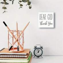 1pc "Dear God Thank You" Sign, Rustic Religious Inspirational Wooden Box Hanging Plaque, Christian Desktop Shelf Wall Decor, Suitable For Living Room Bedroom, 5x5 Inches, Halloween Christmas Decoration - Wooden Box Ornament - View 6