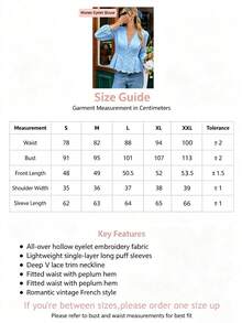 Blus Wanita Biru Bordir Serbaguna untuk Berpergian, Kasual, dengan Hiasan Renda, Kancing Jamur, Pinggang Berkerut, Berlapisan, Manset Elastis, Lengan Panjang, Cocok untuk Kerja, Pantai, Liburan, Liburan Musim Semi/Panas/Gugur - Baby Blue - View 6