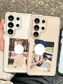 High-Definition Transparent Camera Lens Protection Acrylic Anti-Drop Phone Case Compatible With Samsung S26Ultra Galaxy S26Plus S25Ultra S24Ultra S23Ultra S22Ultra S25 S24 Plus A57 A56 A55 Minimalist Transparent Shockproof Electroplated Button Protection Cushion Case - White - View 3