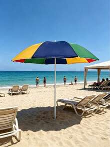 1 Piece Sun Umbrella, Made Of Waterproof And Sun-Proof Fabric With Wide Coverage; Sturdy Umbrella Pole With Adjustable Angle, Suitable For Multiple Scenarios Such As Camping And Beach Leisure - A - View 5