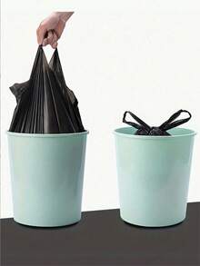 100/50pcs Thickened Large Black Garbage Bags, Kitchen Trash Bags, Vegetable Bags, Large Size Garbage Bags, Suitable For Paper, Plastic, Bottles, Newspapers, Lawn, With Handle T-Shirt Bags, Large Capacity Plastic Bags - Black - View 5