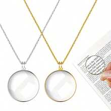 1pc Necklace Magnifying Glass, Gold/Silver, Wearable Magnifier, Convenient And Portable For Daily Use - Multicolor - View 2