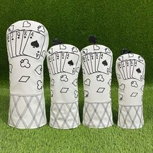 Classic Vintage Poker Pattern Wooden Putter Headcover - Premium Durable Protective Gear | Suitable For Young People & Family Golf Enthusiasts | Golf Accessories - White - View 2