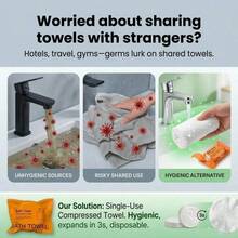 Portable Candy-Shaped Compressed Disposable Bath Towel, 140*70cm. Extra-Large Size Disposable Compressed Bath Towel. Convenient For Travel, Individually Packaged, And Very Practical. Ideal For Hotels, Guesthouses, And Bathrooms. - Multicolor - View 5