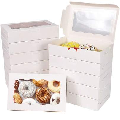 20pcs/10pcs/1pc Pastry Gift Boxes, 7x4.3x1.5 Inches, Brown Bread Snack Boxes, Premium Gift Boxes Suitable For Packaging Desserts, Donuts, Pies, Candies, Cakes, Muffins And Macarons